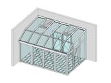 Zimní zahrada s pultovou střechou a solárním záhybem – typ 02